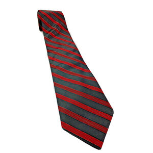 Metropolitan View Men's Silk Tie Metallic 58" Necktie Black Red Silver Diagonal